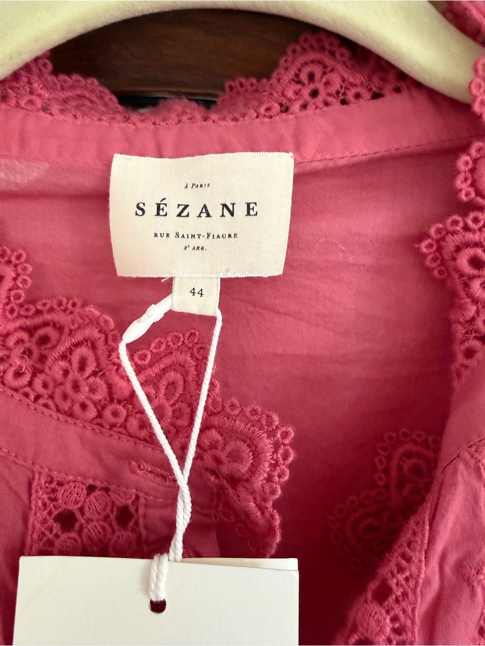 Sezane Rose Pink Lace Pintuck Blouse - Picture 4 of 10